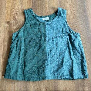 Conscious clothing split color linen cropped tank top size medium